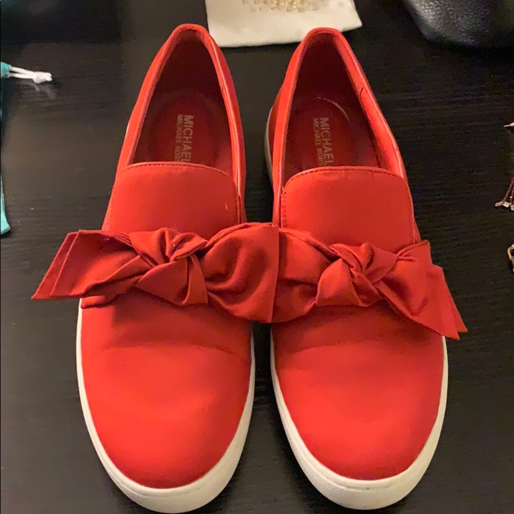 Michael Kors red slip ons